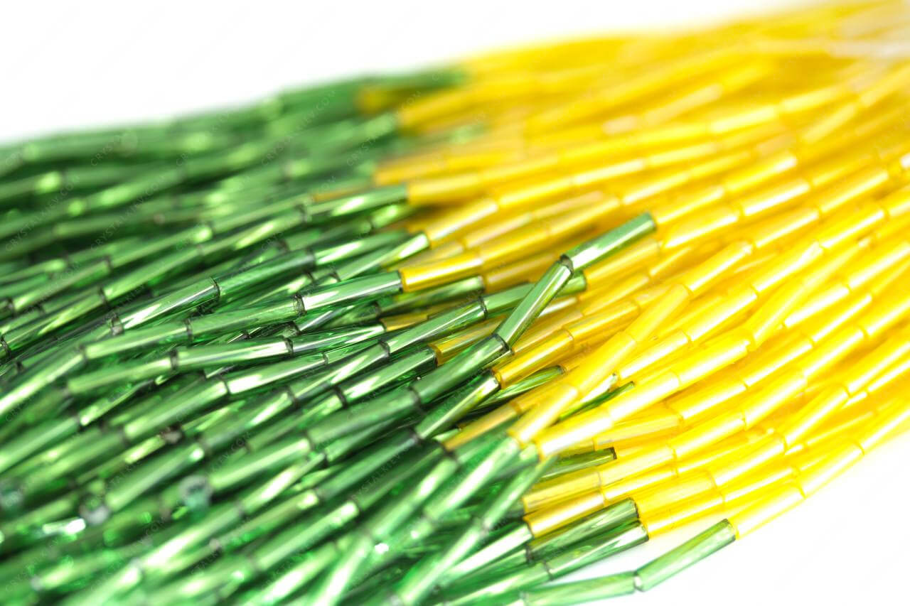 Пучки стеклярусу Lt Green + Citrine AB 6mm